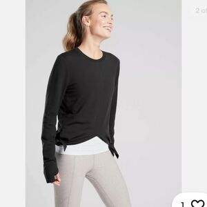 Athleta Nirvana Side Tie Black Cropped Sweatshirt Size XS